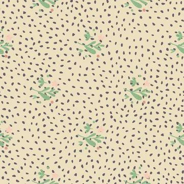 Small flowers and leaf seamless pattern. Floral endless ornament. Simple bota 스톡 일러스트