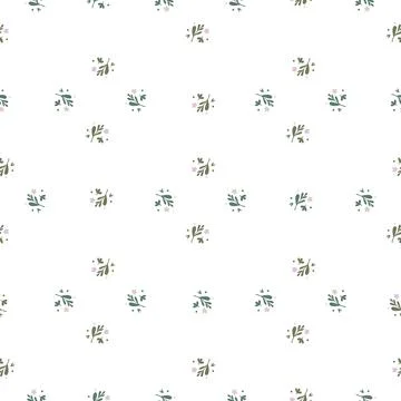 Small flowers and leaf seamless pattern. Floral endless ornament. Simple bota Stockillustratie