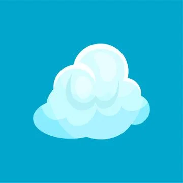 Small fluffy cloud in blue sky. Weather symbol. Flat vector element for mobile Stock Illustration