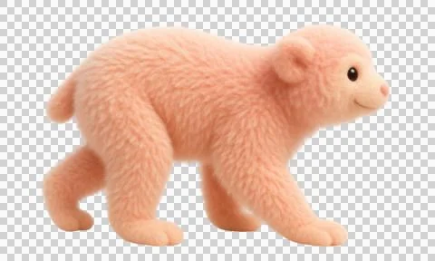 Small fluffy pink bear cub 3d rendering isolated on transparent background .. Stock Illustration