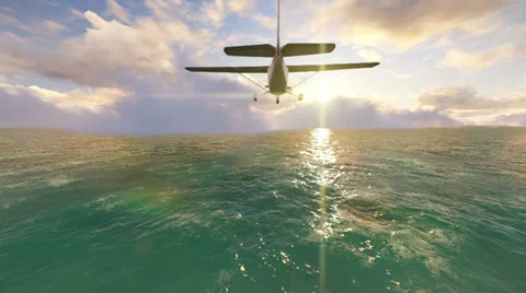 Small flying over the ocean Stock Footage 38045916