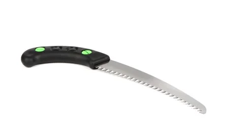Small fold hand-saw. Hand-saw work tool on white background. Rotation 360. Stock Footage 161069920