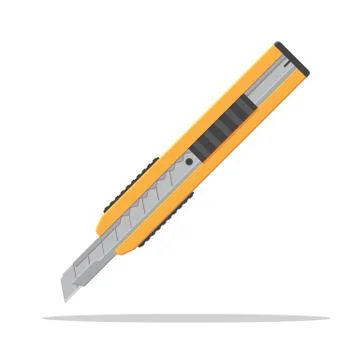 Small folding or retractable-blade knife. Toolbox instrument, utility knife. Stock Illustration