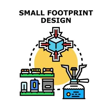 Small footprint design concept reducing item size Stock Illustration