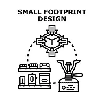 Small footprint design concept reducing item size Stock Illustration