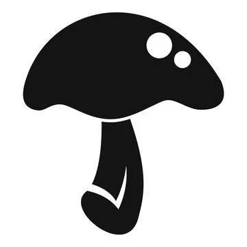 Small forest mushroom growing under a tree silhouette icon Stock Illustration