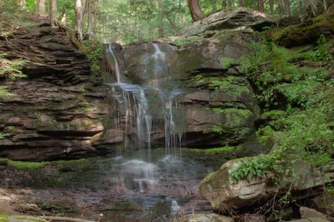 Small Forest Waterfall, 5 second exposure Stock Photos