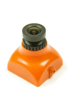 Small FPV drone camera isolated on the white background Stock Photos