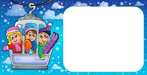 Small frame with cable car theme - eps10 vector illustration. Stock Illustration