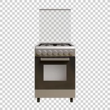 Small Freestanding Cooker Front View 3D Render Illustration Stock Illustration