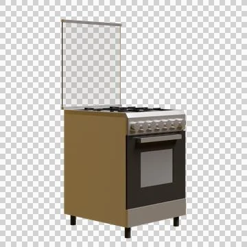 Small Freestanding Cooker Side View 3D Render Illustration Illustrazione stock