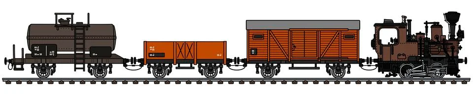 The small freight steam train Illustrazione stock