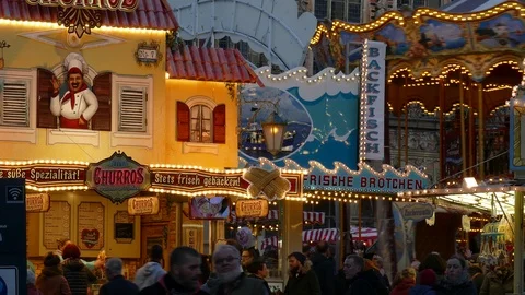 Small Freimarkt on the Bremen market square, Bremen, Germany, Europe Stock Footage 120124155