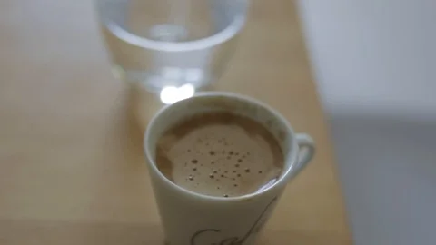 Small Fresh Coffee on the Table Stock Footage 99940268