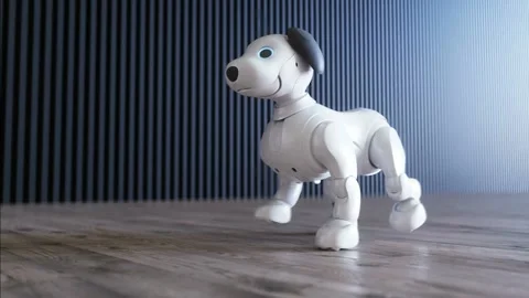 Small funny robotic smart dog wakes up in the room. 4k animation. 動画素材 268363746