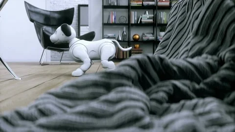 Small funny robotic smart dog wakes up in the room. 4k animation. Vídeos de archivo 268366868