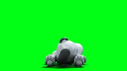 Small funny robotic smart dog, pet. Green screen isolate. 3d rendering. 스톡 일러스트