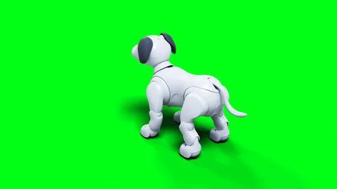 Small funny robotic smart dog, pet. Green screen isolate. 3d rendering. 스톡 일러스트
