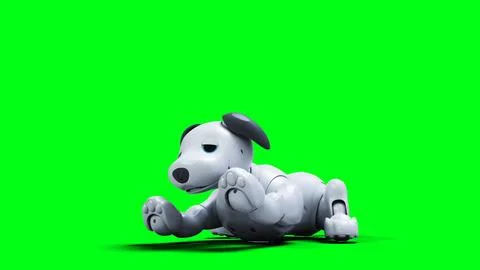Small funny robotic smart dog, pet. Green screen isolate. 3d rendering. 스톡 일러스트