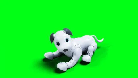 Small funny robotic smart dog, pet. Green screen isolate. 3d rendering. 스톡 일러스트