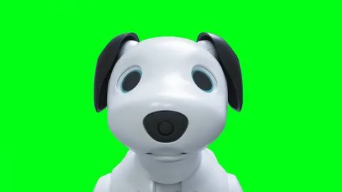 Small funny robotic smart dog, pet. Green screen isolate. 3d rendering. 스톡 일러스트