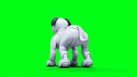 Small funny robotic smart dog, pet. Green screen isolate. 3d rendering. 스톡 일러스트