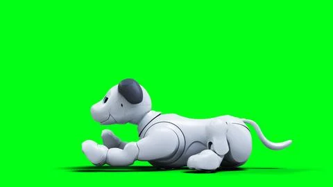 Small funny robotic smart dog, pet. Green screen isolate. 3d rendering. 스톡 일러스트