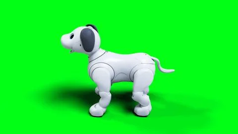 Small funny robotic smart dog, pet. Green screen isolate. 3d rendering. 스톡 일러스트