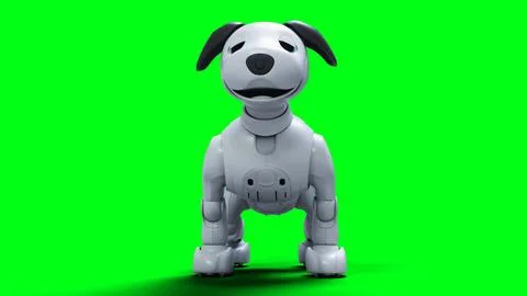 Small funny robotic smart dog, pet. Green screen isolate. 3d rendering. 스톡 일러스트