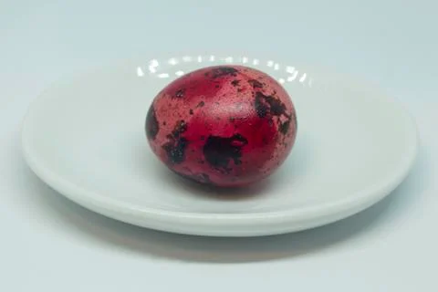 A small galaxy on a quail egg in a red range. Stock Photos