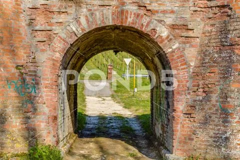 A small gallery allows you to get out on a green country road Stock Photos