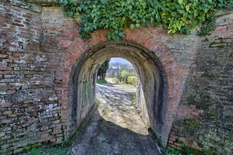 A small gallery allows you to get out on a green country road Stock Photos