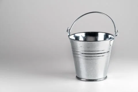 Small galvanized bucket on white background. Stock Photos