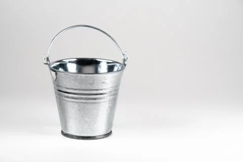 Small galvanized bucket on white background. 스톡 사진