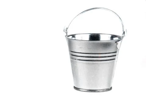 Small galvanized bucket on white background. Stock Photos