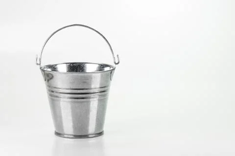 Small galvanized bucket on white background. Stock Photos