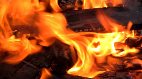 Small garden fire closeup 3 Stock Footage 34348298