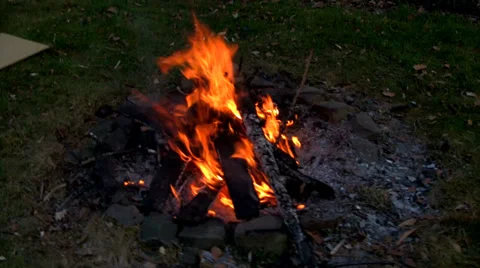 Small garden fire steady shot 1 Stock Footage 34348268