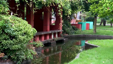 The small garden scene in the drizzle Stock Footage 157134689