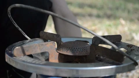 On a small gas prepare coffee Stock Footage 119906038