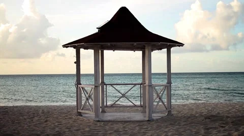 Small Gazebo on the Beach Stock Footage 41678892