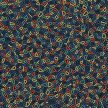 Small geometric graffiti elements in blue/orange/yellow. Seamless pattern. Stock Illustration
