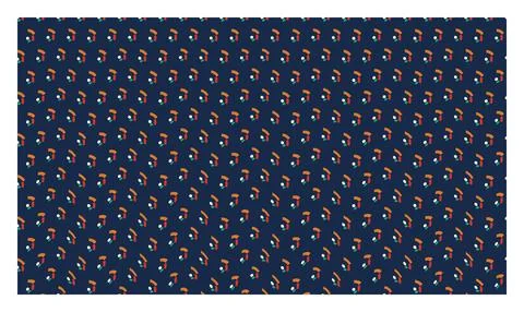 Small geometric icons arranged in diagonal grid pattern on dark navy blue b.. Illustrazione stock