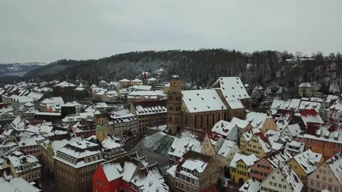 Small German Town In Snow Stock Footage 142242739