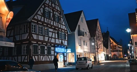 A small german town. Streets with old architeckture in Germany. Video stock 104755050