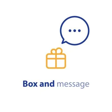 Small gift and round speech bubble, receive present Illustration