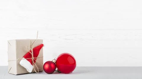Small gift box with baubles table. High quality and resolution beautiful photo Stock Photos