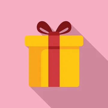 Small gift box icon flat vector. Anniversary party Ilustração Stock