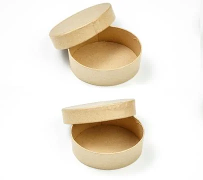 Small gift boxes made of biodegradable cardboard on a white isolated backgrou 写真素材