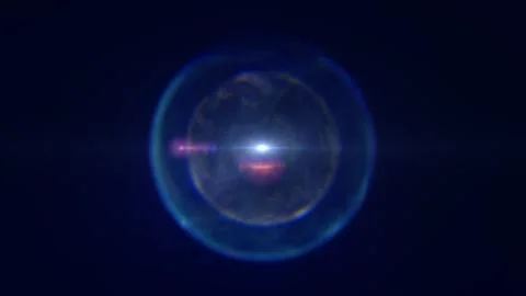 Small glowing orb emitting radiant starburst light, surrounded by transluce.. Stock Illustration